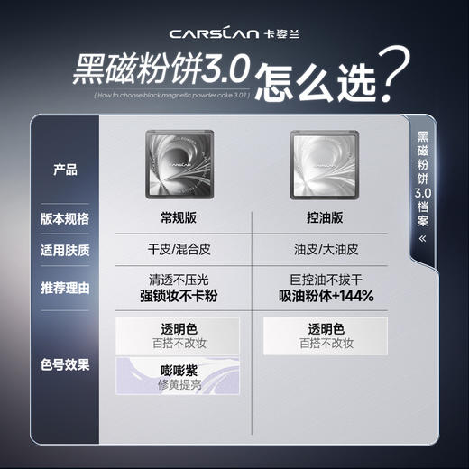 【卡姿兰Carslan】卡姿兰黑磁柔纱蜜粉饼 黑磁蜜粉饼（自带粉饼粉扑） 商品图3