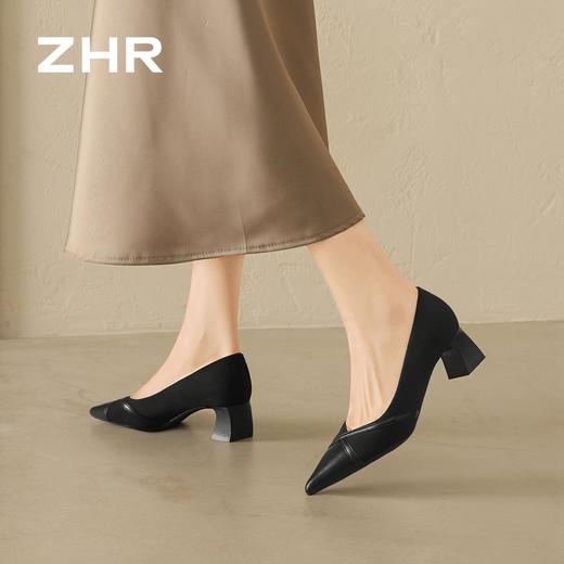 ZHR则则【羊皮垫】粗跟浅口通勤高跟鞋单鞋2026春季新款小皮鞋女 商品图5