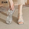 ZHR水钻蝴蝶结粗跟高跟鞋女2026夏季新款法式方头一字带气质凉鞋 商品缩略图7