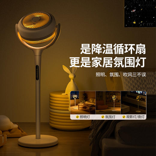 【百斯腾小Q循环扇】 | AI语音智控 3D全域循环风 台立两用带氛围灯 全屋降温神器 商品图5