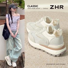 ZHR网面透气德训鞋厚底增高阿甘鞋女2026夏季新款休闲运动鞋女鞋