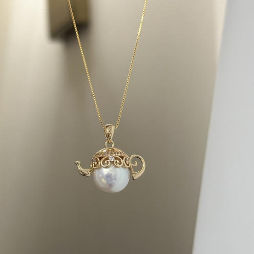 魔法珍珠茶壶吊坠｜12-13mm ji光 正圆｜不含链子 商品图1