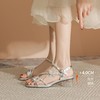 ZHR水钻蝴蝶结粗跟高跟鞋女2026夏季新款法式方头一字带气质凉鞋 商品缩略图3