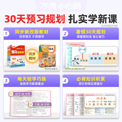 2027新版万唯小白鸥小学预习视频课一二三四五六年级上册语数英人教版课本基础知识盘点小学生暑假作业练习册升学衔接教材全套 商品图1