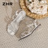 ZHR水钻蝴蝶结粗跟高跟鞋女2026夏季新款法式方头一字带气质凉鞋 商品缩略图9
