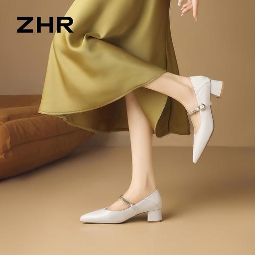 ZHR则则金属链条玛丽珍鞋女鞋2026新款时尚气质尖头单鞋增高显瘦 商品图5