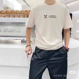 马户牌云朵刺绣字母圆领短袖T恤