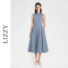 LIZZY夏季简约知性衬衫式A字连衣裙