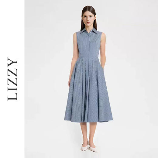 LIZZY夏季简约知性衬衫式A字连衣裙 商品图0