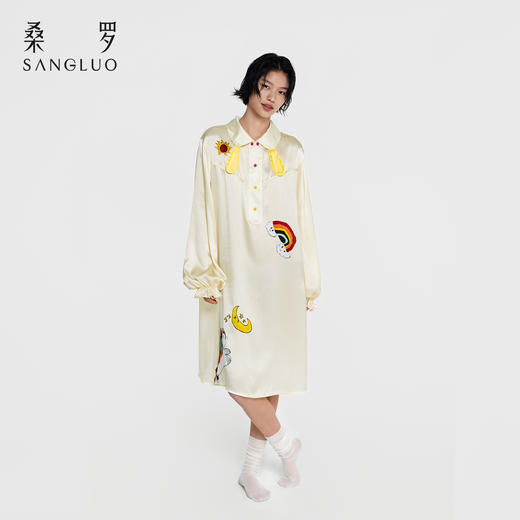 果果的星空』桑罗孤独症儿童联名系列100%桑蚕丝真丝睡裙女可外穿 商品图5