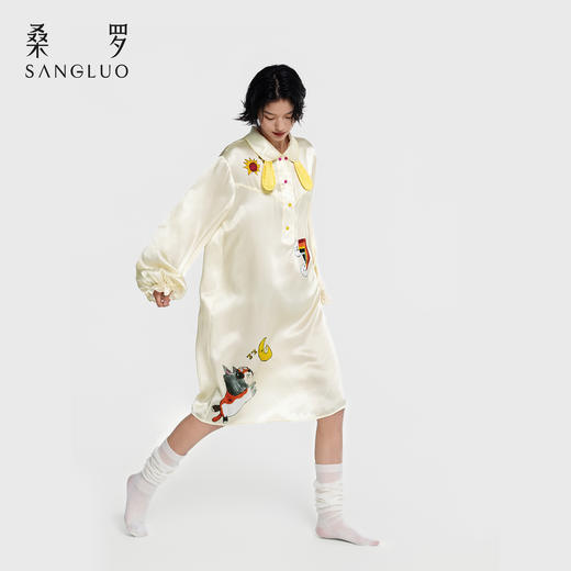 果果的星空』桑罗孤独症儿童联名系列100%桑蚕丝真丝睡裙女可外穿 商品图0