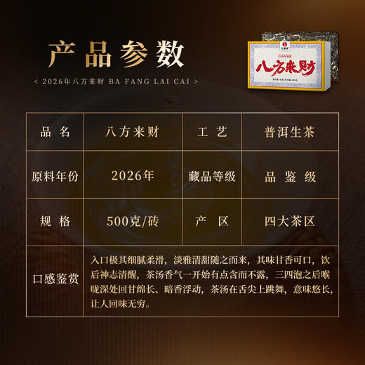 5月11日中午12点【数量过半！！】【八方来财】2026年春茶预售福利四大茶区蕞牛山头完美邂逅 放弃利润 赔钱做半价 500g/砖 每个ID限购10砖 拍5发6 商品图1
