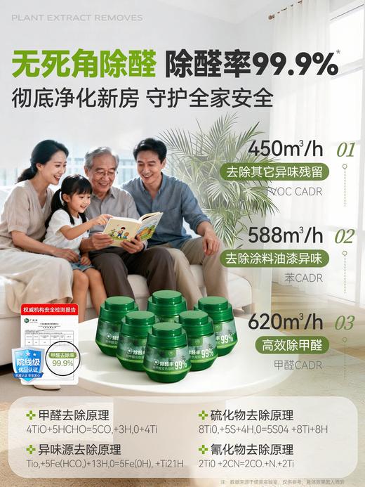 【一罐守护90天鲜氧】RUYI儒意·除甲醛变色凝胶 六大植萃配方 99.9%除醛率权威认证 甲苯、氨气、霉菌异味皆可祛除 变色可见净化全过程 1罐覆盖30～60m² 260g/罐 商品图4