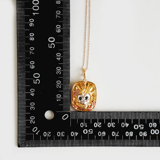 【天然正品】AU750黄金时尚设计款12生肖系列申猴造型配钻石吊坠项链 040526NJS33 商品图2