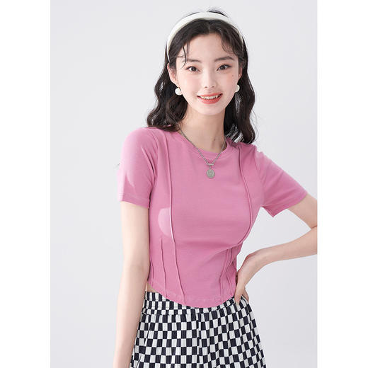 西遇短袖T恤女夏季新款短款系带小众设计感LYM20870 商品图2
