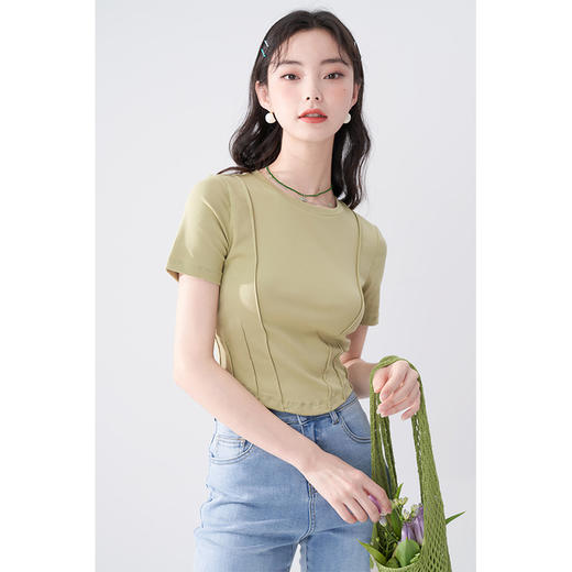 西遇短袖T恤女夏季新款短款系带小众设计感LYM20870 商品图3
