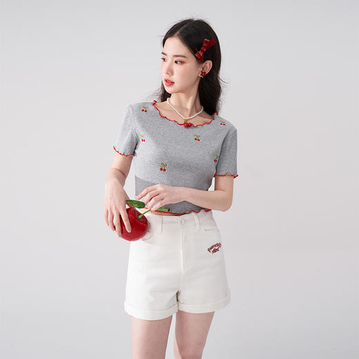 西遇短袖T恤女夏季新款印花可爱休闲短款上衣LYM20998 商品图2