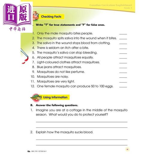 【中商原版】Canadian Curriculum EnglishSmart Grade 3 加拿大课程英语练习册3年级 精华版 阅读理解 语法词汇写作 英文原版 商品图1