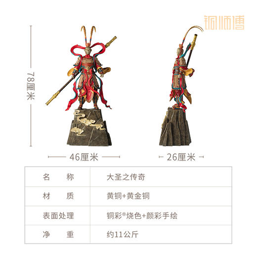 铜师傅《大圣之传奇》珍藏版 客厅桌面孙悟空齐天大圣铜摆件 商品图5