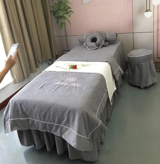灰绣玫瑰-磨毛棉美容床罩 商品图0