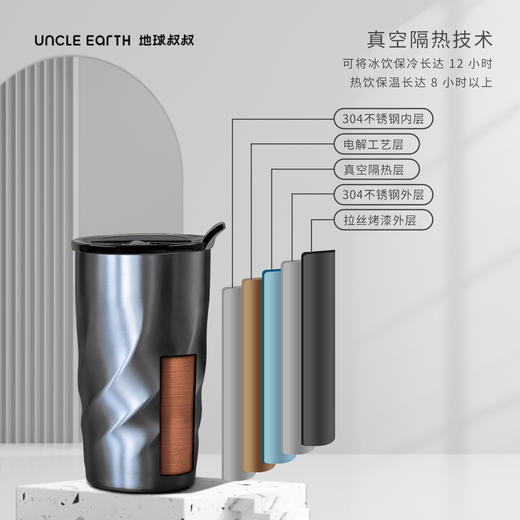 荷兰专利设计 地球叔叔漩涡保温杯 48 小时保冷 环保不锈钢水杯 商品图9