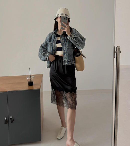 ANINE BING｜黑色蕾丝半身裙 商品图7