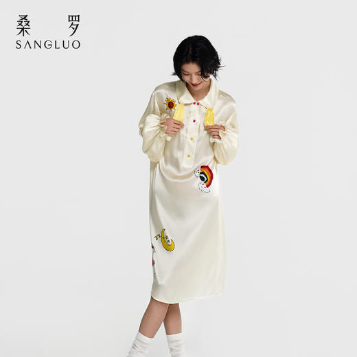 果果的星空』桑罗孤独症儿童联名系列100%桑蚕丝真丝睡裙女可外穿 商品图6