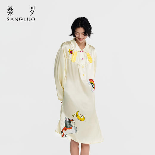 果果的星空』桑罗孤独症儿童联名系列100%桑蚕丝真丝睡裙女可外穿 商品图2