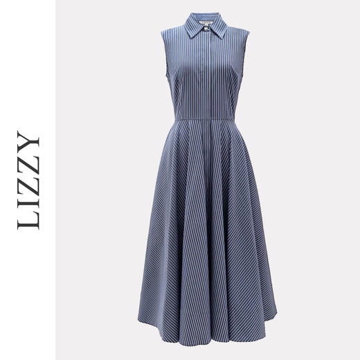 LIZZY夏季简约知性衬衫式A字连衣裙 商品图3