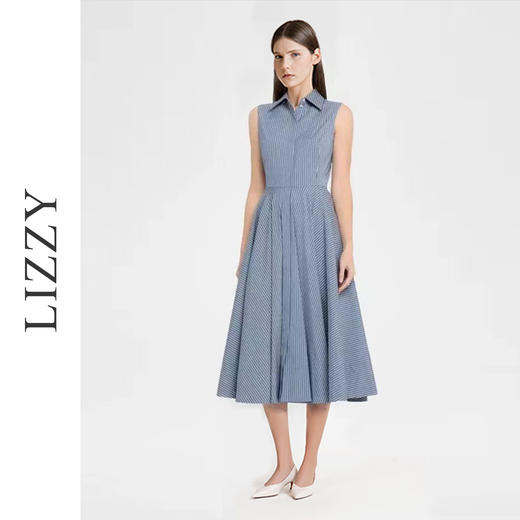 LIZZY夏季简约知性衬衫式A字连衣裙 商品图1