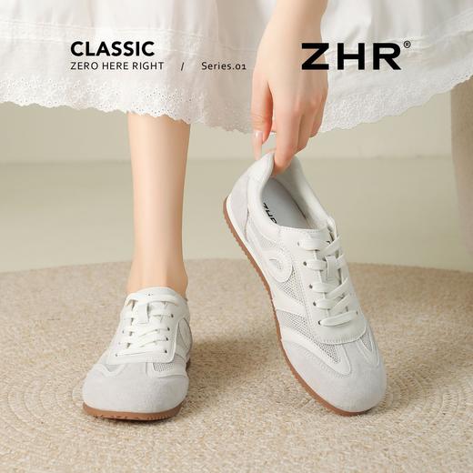 【头层猪皮】ZHR复古德训鞋女2026夏季网面透气运动小白鞋休闲鞋 商品图6