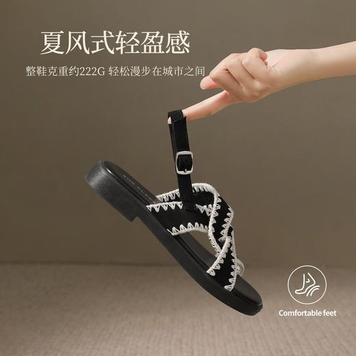 ZHR则则波西米亚风交叉绑带平底凉鞋女2026夏季新款舒适透气拖鞋 商品图6