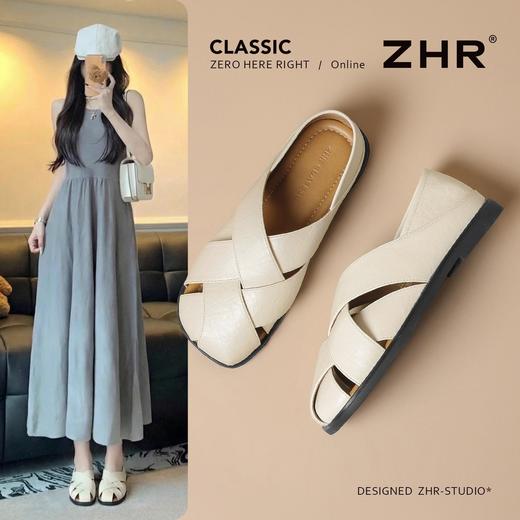 ZHR则则罗马凉鞋女2026夏季新款编织包头平底软底两穿懒人凉鞋女 商品图0