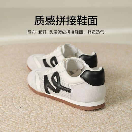 【头层猪皮】ZHR复古德训鞋女2026夏季网面透气运动小白鞋休闲鞋 商品图3