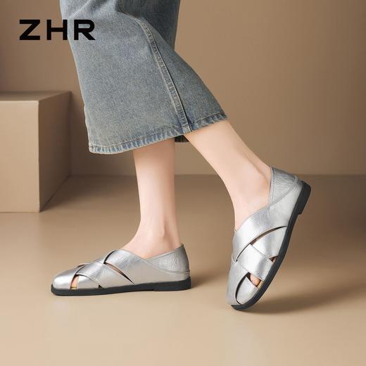ZHR则则罗马凉鞋女2026夏季新款编织包头平底软底两穿懒人凉鞋女 商品图6