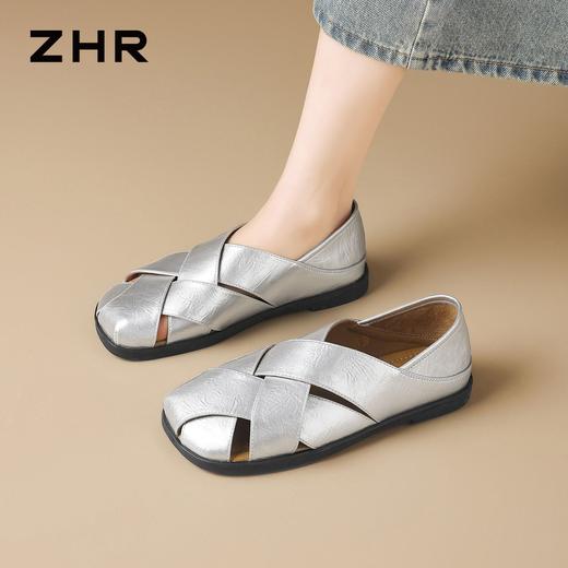 ZHR则则罗马凉鞋女2026夏季新款编织包头平底软底两穿懒人凉鞋女 商品图5