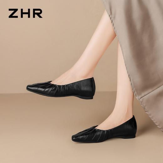 ZHR则则复古褶皱平底单鞋女鞋2026新款时尚舒适百搭尖头玛丽珍鞋 商品图9