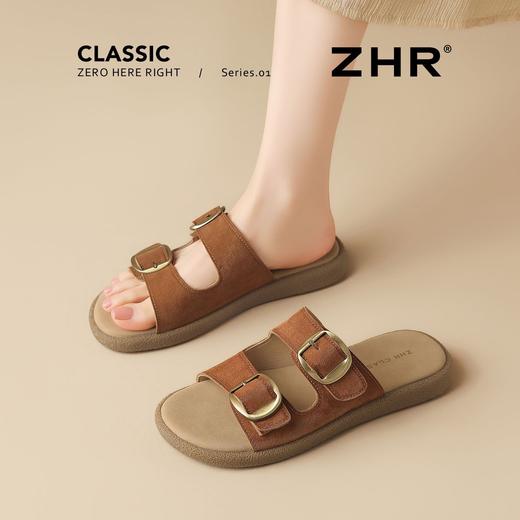 ZHR复古双搭扣平底拖鞋外穿2026夏季新款软底时尚轻便一脚蹬女鞋 商品图7