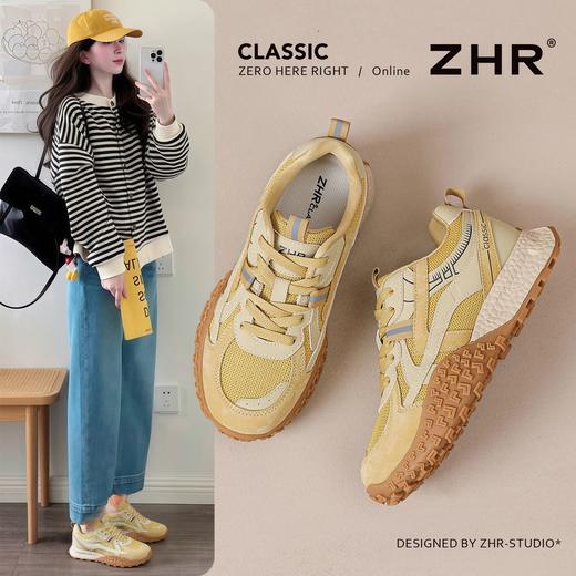 ZHR猪皮革新年红厚底德训鞋内增高阿甘鞋女春季新款休闲运动鞋女 商品图1