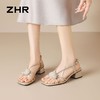 ZHR则则法式花朵方头珍珠粗跟凉鞋高跟2026夏季新款百搭女鞋银色 商品缩略图8