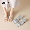 ZHR则则法式花朵方头珍珠粗跟凉鞋高跟2026夏季新款百搭女鞋银色 商品缩略图2