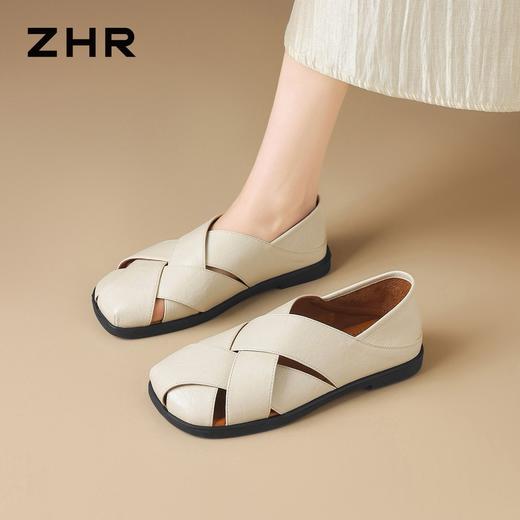 ZHR则则罗马凉鞋女2026夏季新款编织包头平底软底两穿懒人凉鞋女 商品图9