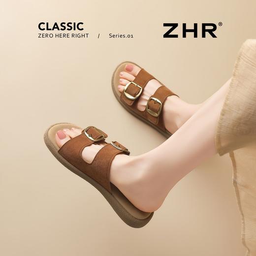 ZHR复古双搭扣平底拖鞋外穿2026夏季新款软底时尚轻便一脚蹬女鞋 商品图8
