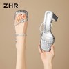 ZHR法式方头水钻粗跟高跟拖鞋一字外穿2026夏季新款百搭女鞋银色 商品缩略图9