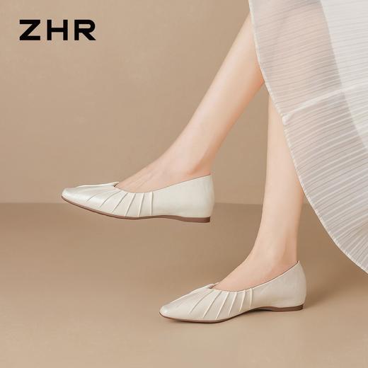 ZHR则则复古褶皱平底单鞋女鞋2026新款时尚舒适百搭尖头玛丽珍鞋 商品图6