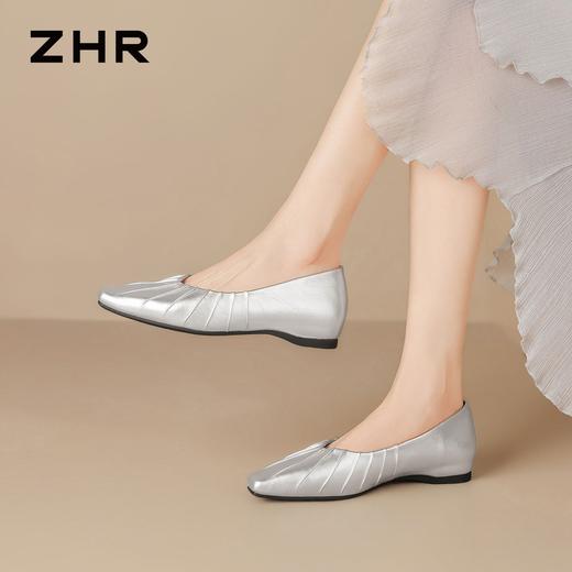 ZHR则则复古褶皱平底单鞋女鞋2026新款时尚舒适百搭尖头玛丽珍鞋 商品图1