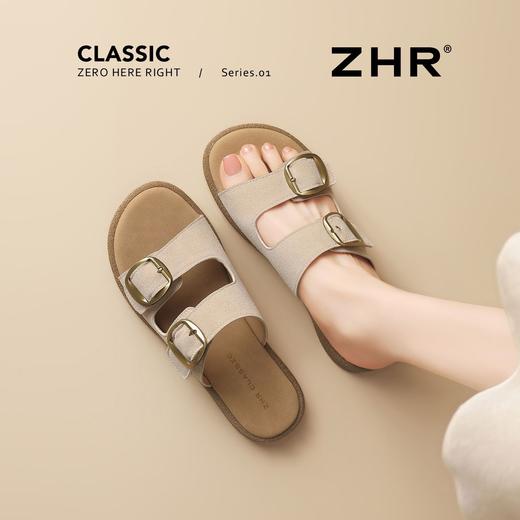 ZHR复古双搭扣平底拖鞋外穿2026夏季新款软底时尚轻便一脚蹬女鞋 商品图4
