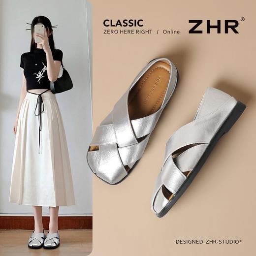 ZHR则则罗马凉鞋女2026夏季新款编织包头平底软底两穿懒人凉鞋女 商品图1