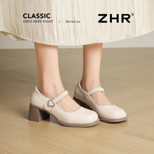 ZHR【猪皮垫】气质编织玛丽珍鞋女2026夏季新款优雅粗跟浅口单鞋 商品图7