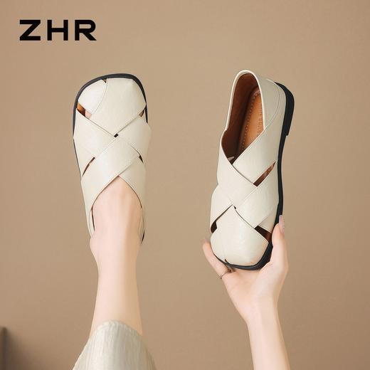 ZHR则则罗马凉鞋女2026夏季新款编织包头平底软底两穿懒人凉鞋女 商品图8